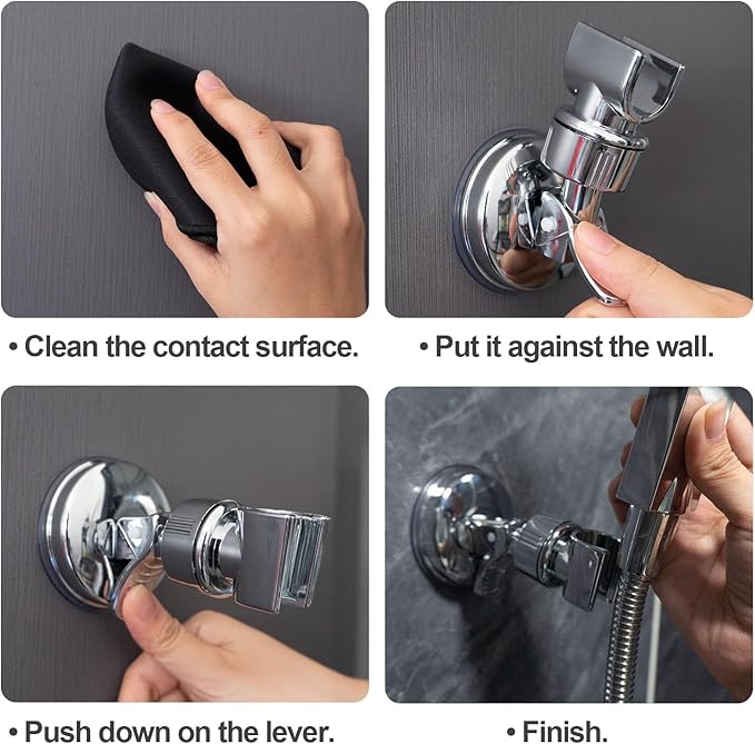 🌎Ends Today: 70% OFF!🔥2pcs Adjustable Shower Head Holders Removable Suction Cup Shower Head Bracket No Drill Shower Head Bracket