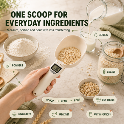 🏅 Digital Kitchen Scoop Scale – Scoop, Weigh & Pour 🥄