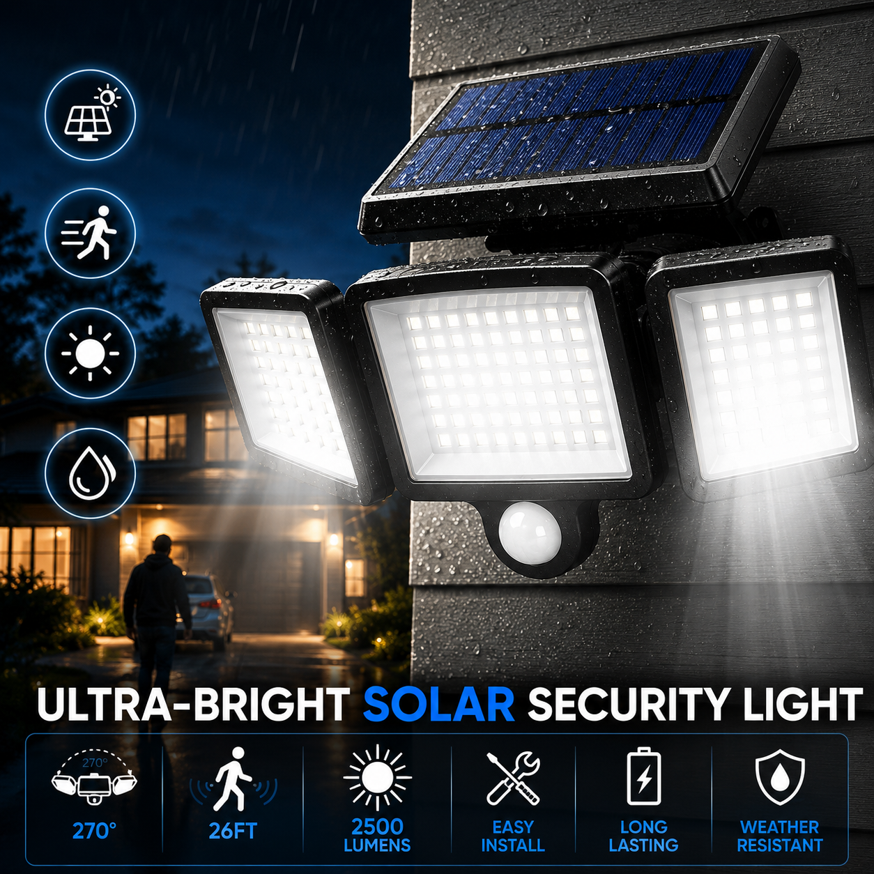 Ahlwoultra™ Solar Outdoor Security Light – 2500LM Ultra Bright Motion Sensor