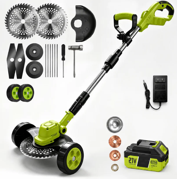 🔥💪Effortlessly Mow Your Lawn 🌿21V 3-in-1 Cordless Trimmer Edger Mini Mower (Batteries Included)