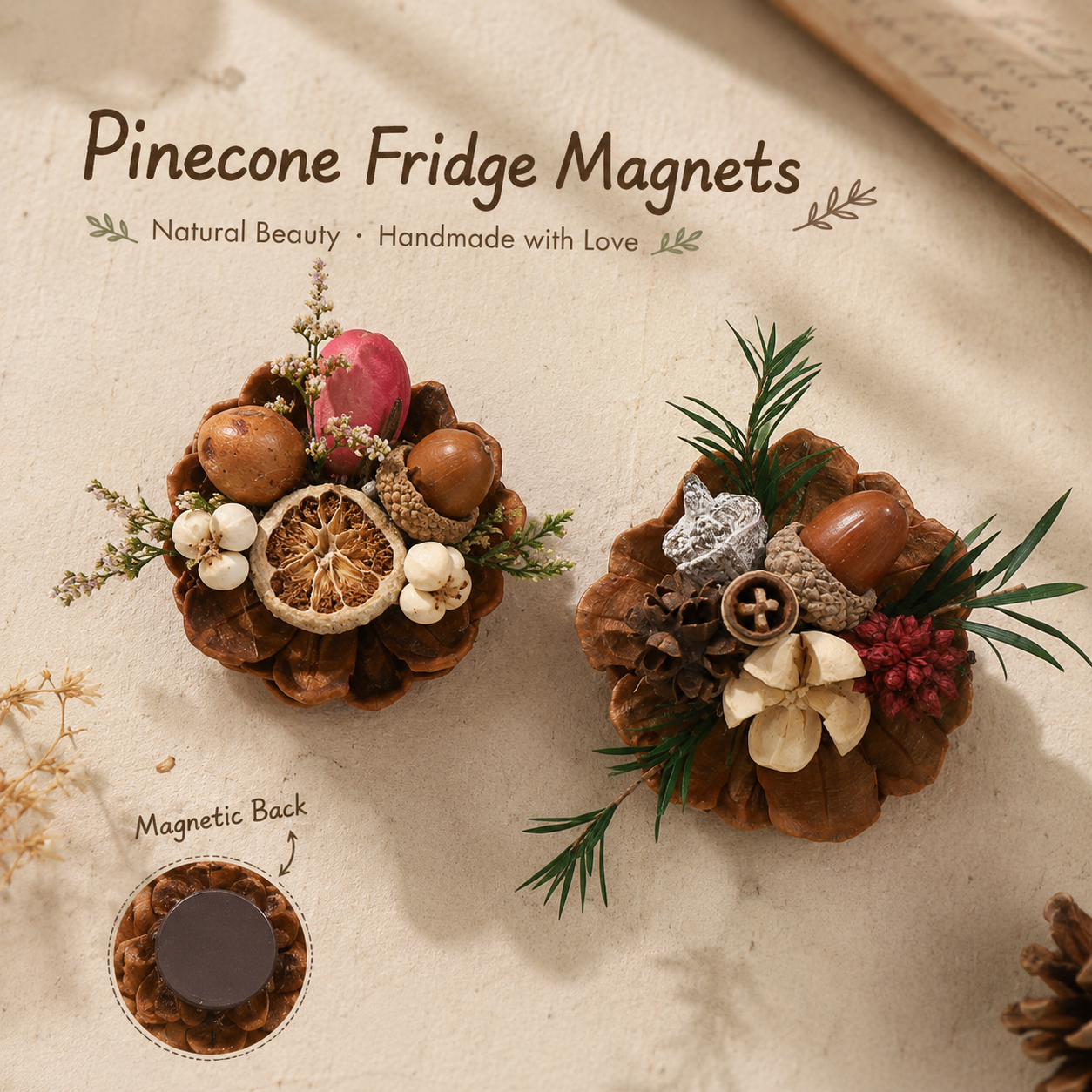 🔥Last Day 50% OFF-Magnetic Fridge Magnets Made of Natural Plant Pinecones