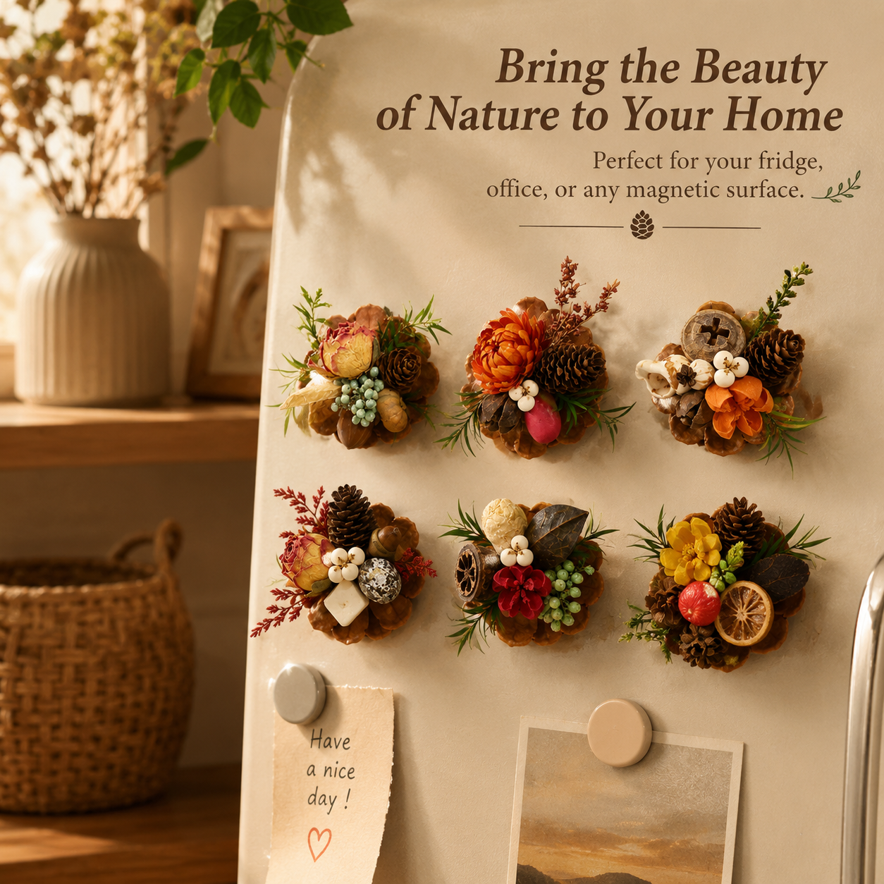 🔥Last Day 50% OFF-Magnetic Fridge Magnets Made of Natural Plant Pinecones