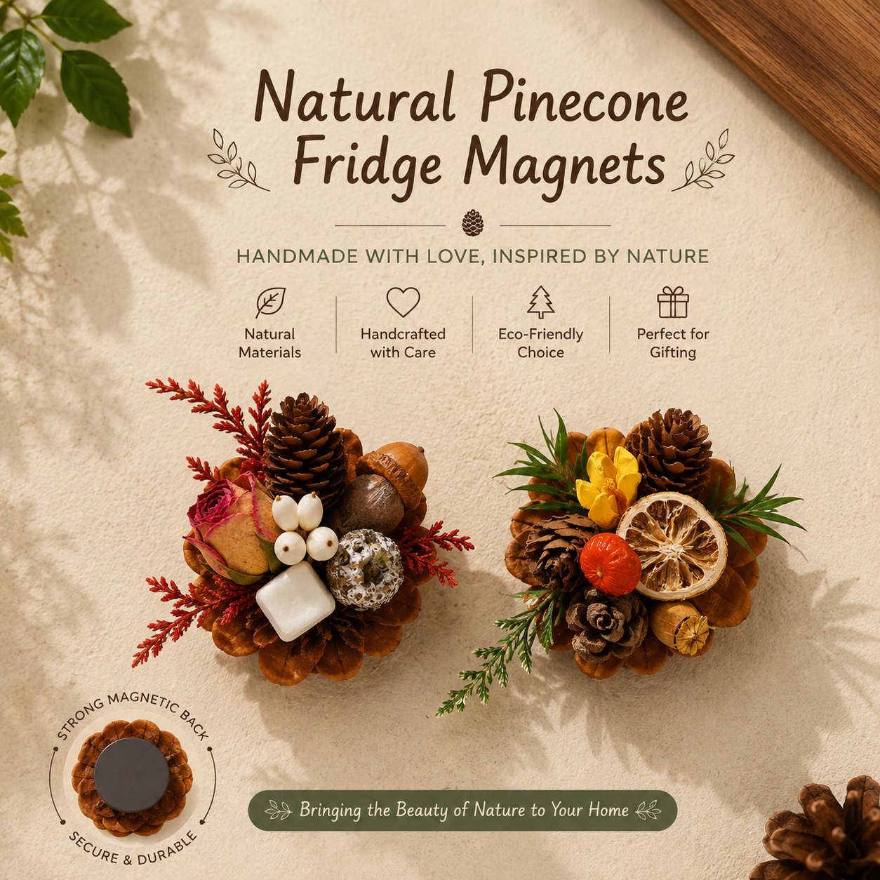 🔥Last Day 50% OFF-Magnetic Fridge Magnets Made of Natural Plant Pinecones