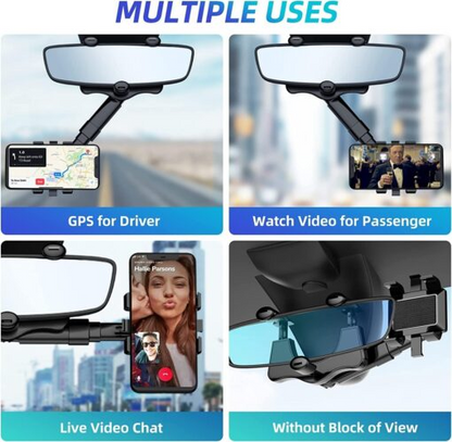 🔥Save45%🚗Rotatable Retractable Rearview Mirror Phone Holder | No Glue No Suction Cups