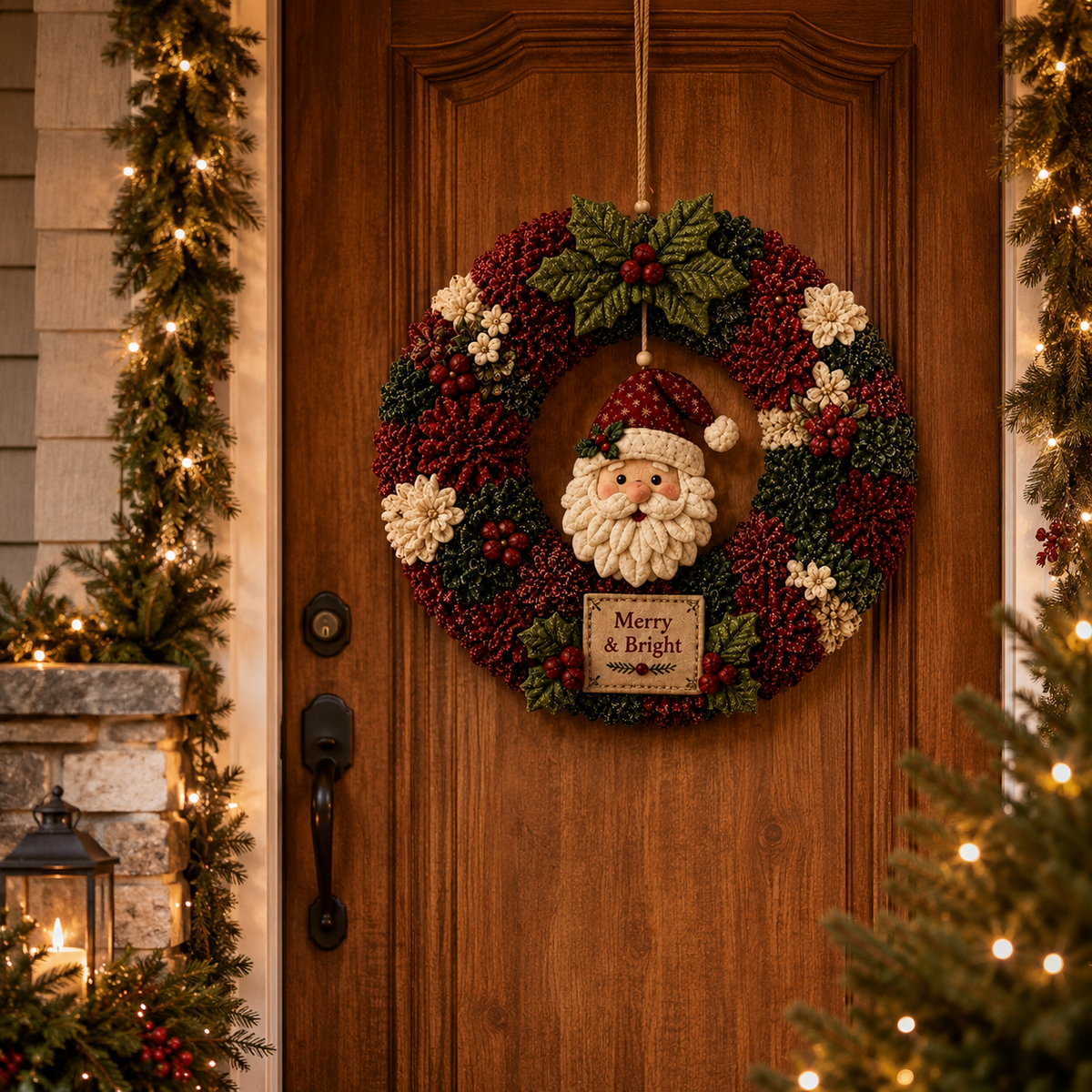🎄 Christmas Fabric Wreath DIY Kit – Festive Holiday Door Decor