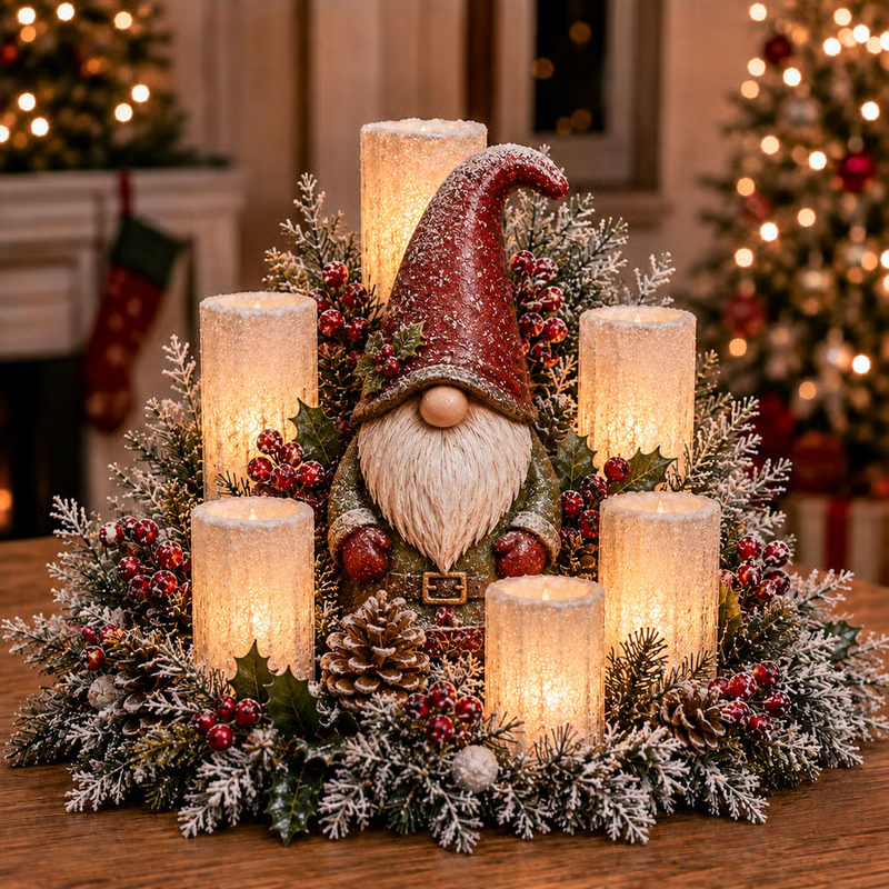 ✨Christmas Lighted Centerpiece with Flameless Candle Glow🎄