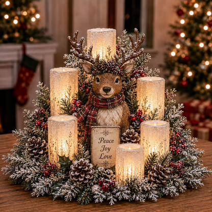 ✨Christmas Lighted Centerpiece with Flameless Candle Glow🎄
