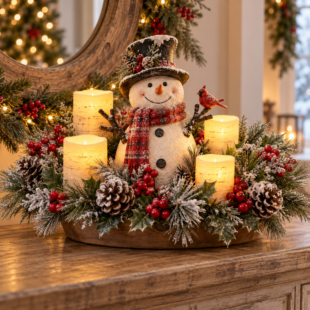 ✨Christmas Lighted Centerpiece with Flameless Candle Glow🎄