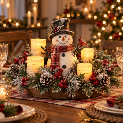 ✨Christmas Lighted Centerpiece with Flameless Candle Glow🎄
