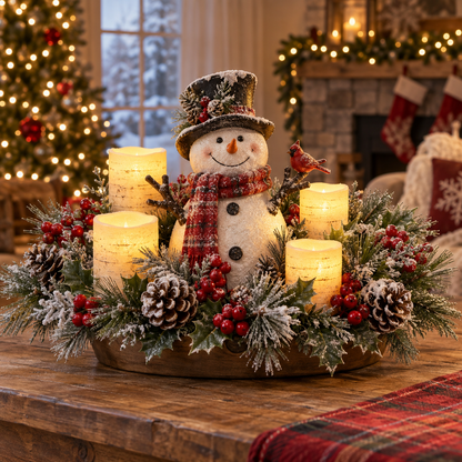 ✨Christmas Lighted Centerpiece with Flameless Candle Glow🎄
