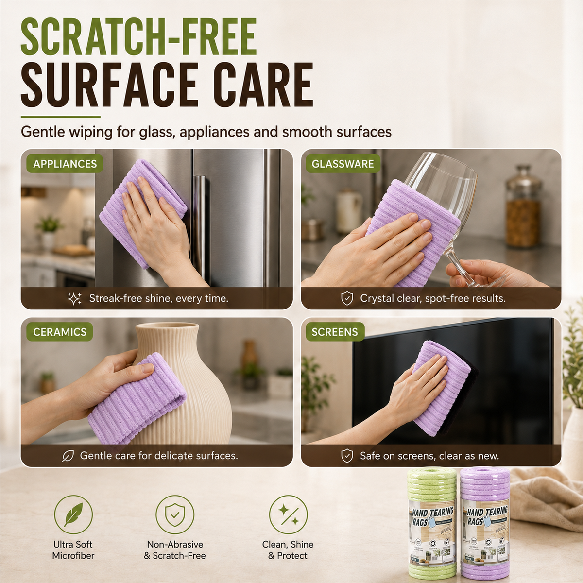 🧼 Reusable Cleaning Cloth Roll ✨ Tear Off, Wash & Reuse