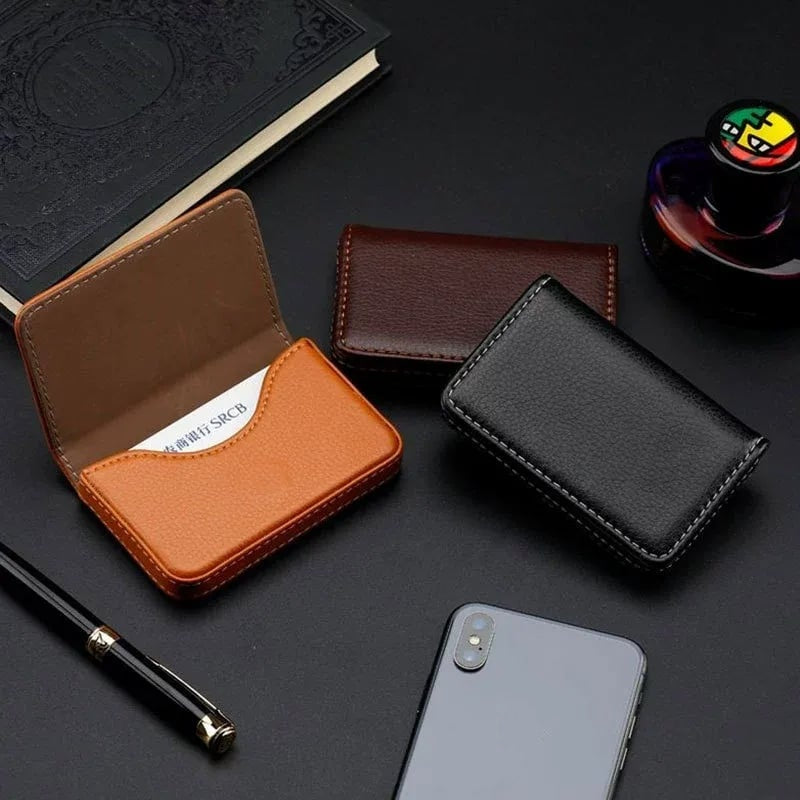 ✈️Last Day 50% OFF✨💼 PU Leather Business Card Holder – Slim Magnetic Name Card Case