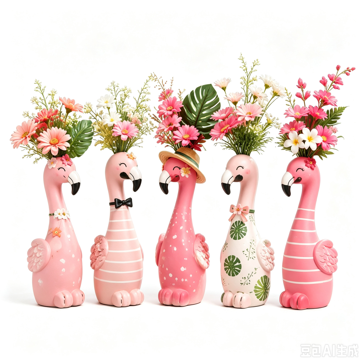 🏅🦩Cute Flamingo Decorative Vase 🌸 5 Styles Resin Figurine Vase Tabletop Centerpiece Indoor Home Shelf Decor Gift