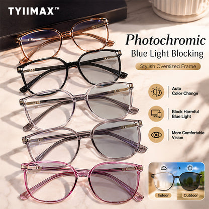 🏅Best Seller🕶️ Oversized Fashion Prescription Glasses – Trendy Photochromic Lenses with Blue Light Blocking ✨