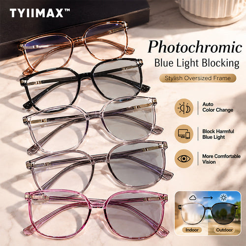 🏅Best Seller🕶️ Oversized Fashion Prescription Glasses – Trendy Photochromic Lenses with Blue Light Blocking ✨