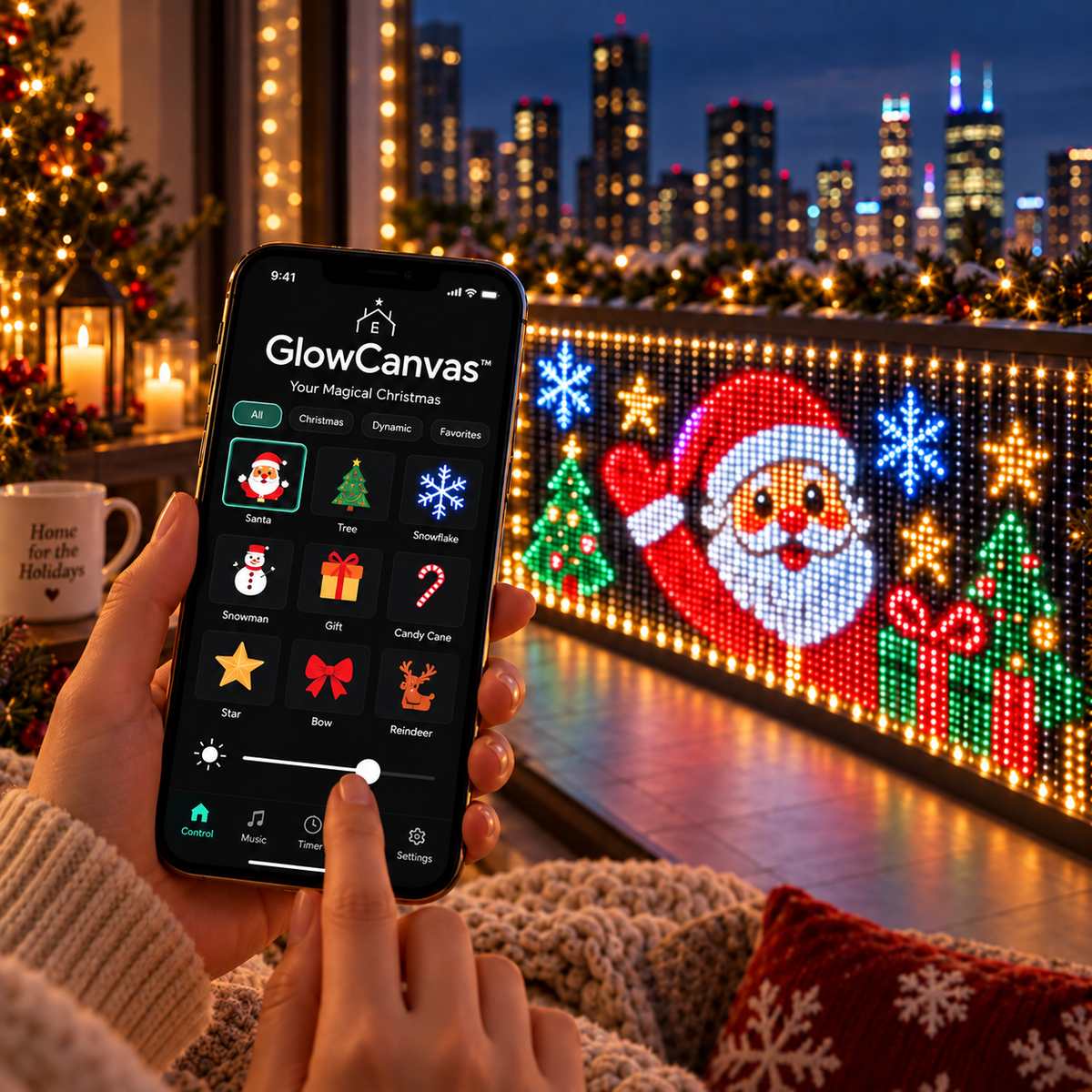 🎅💡GlowCanvas Smart Christmas Curtain Lights – App-Controlled DIY Animated LED Display