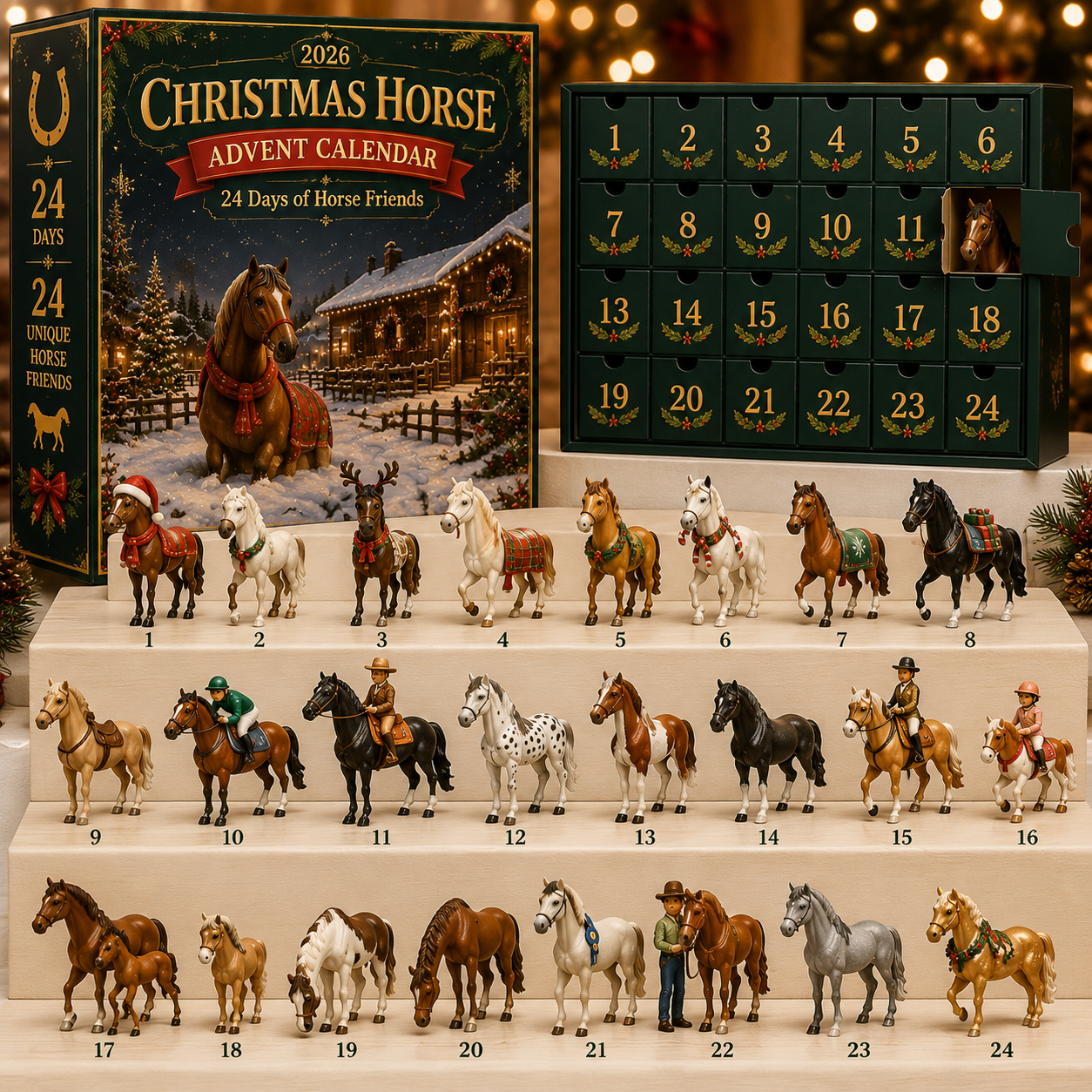 🏅Best Seller🐴 Christmas Horse Advent Calendar--24 Days of Horse Friends & Holiday Memories 🎄