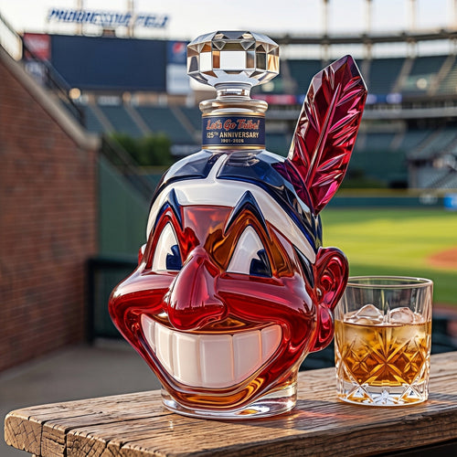 🏅Let's Go Tribe! 🍷125th Anniversary Chief Wahoo Whiskey Bottle
