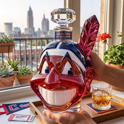 🏅Let's Go Tribe! 🍷125th Anniversary Chief Wahoo Whiskey Bottle
