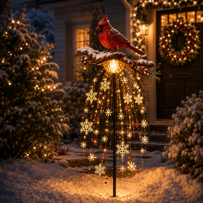 🌲 Christmas Discount - 45% OFF🐦Cardinal Memory Fountain – Lighted Christmas Remembrance Garden Decor❤️