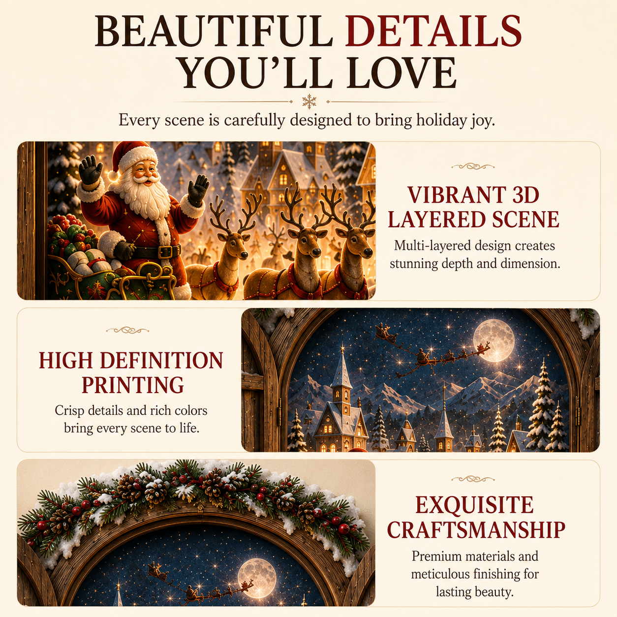 🎅 ✨Santa’s Secret Window Light – 3D Lighted North Pole Christmas Wall Decor