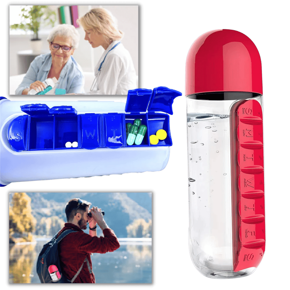 Plastic Water Bottle with Pill Box