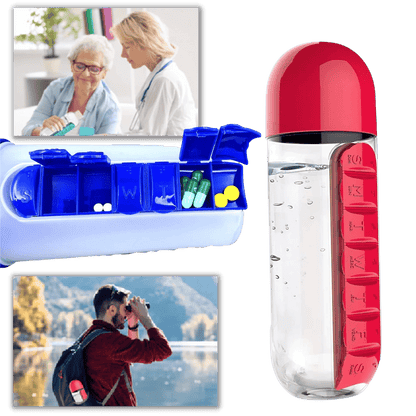 Plastic Water Bottle with Pill Box