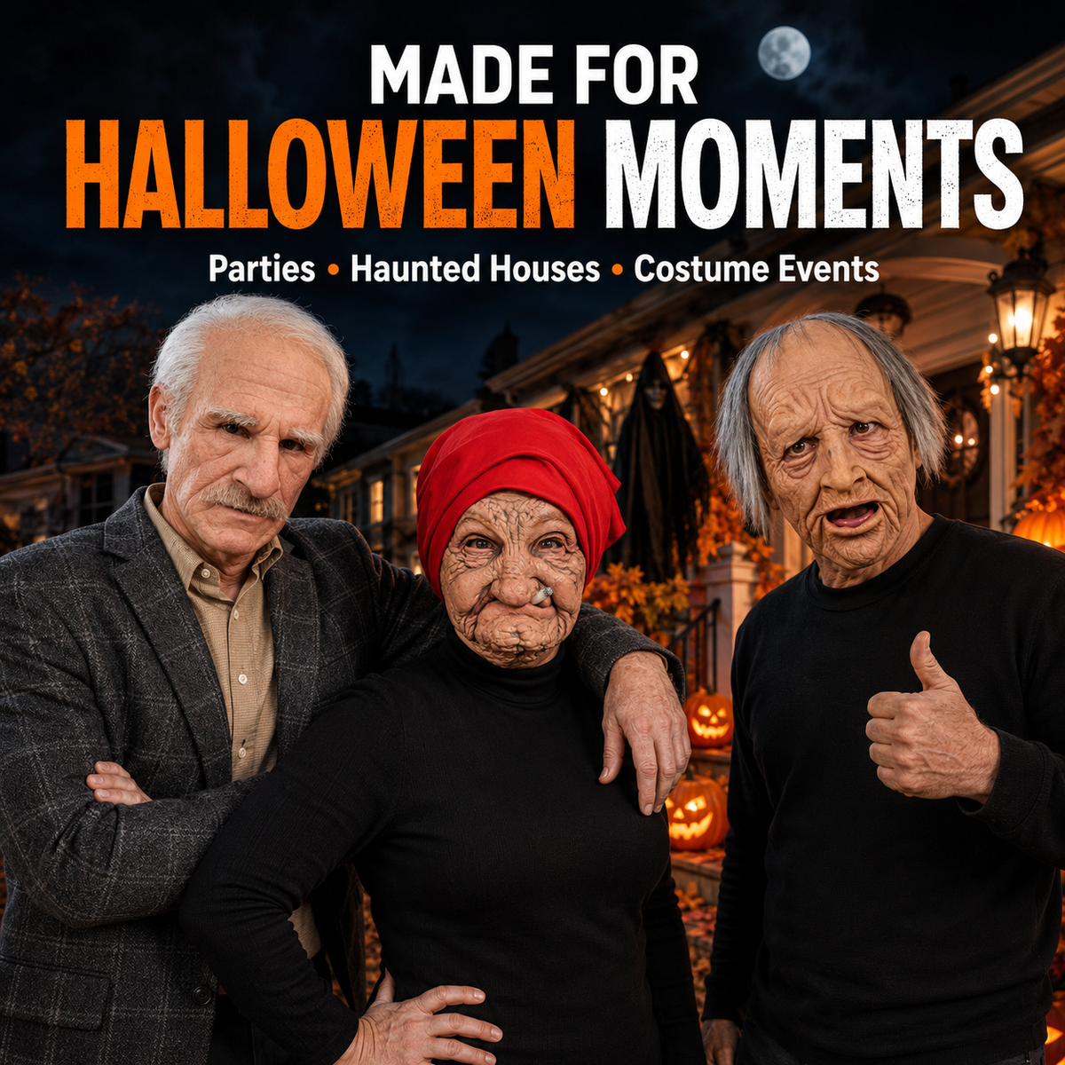 🔥2026 All New Style👻 Realistic Halloween Character Mask Headgear – Full Head & Neck Transformation