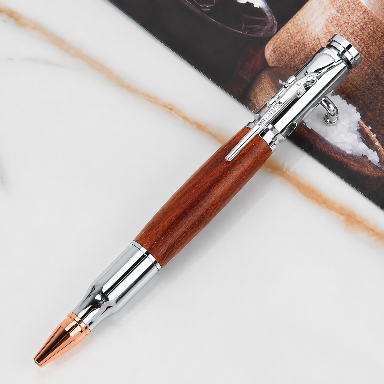 🖊Handcrafted 🖊 Bolt Action Wooden Bullet Pen | Crafted From Real Wood & Bullet Casing