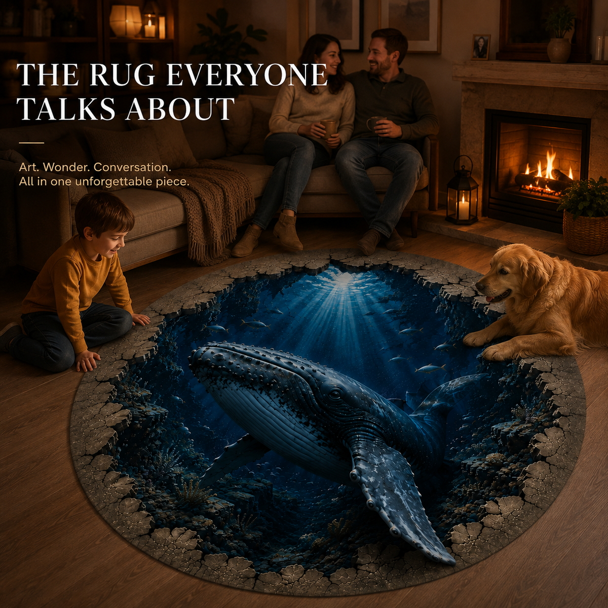 ✈️Last Day 50% OFF🌊Ocean Portal Illusion Rug - A Realistic 3D Ocean World Beneath Your Feet
