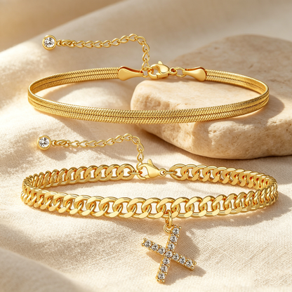 ✨ Gold Initial Anklet – 14K Gold Plated, Waterproof Adjustable Letter Pendant, Stackable Beach Jewelry
