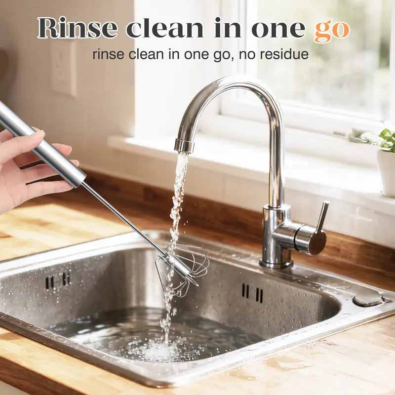 🌎Ends Today: 70% OFF!🔥🥄✨ Stainless Steel Hand-Push Rotary Whisk – Effortless Mixing in Seconds!