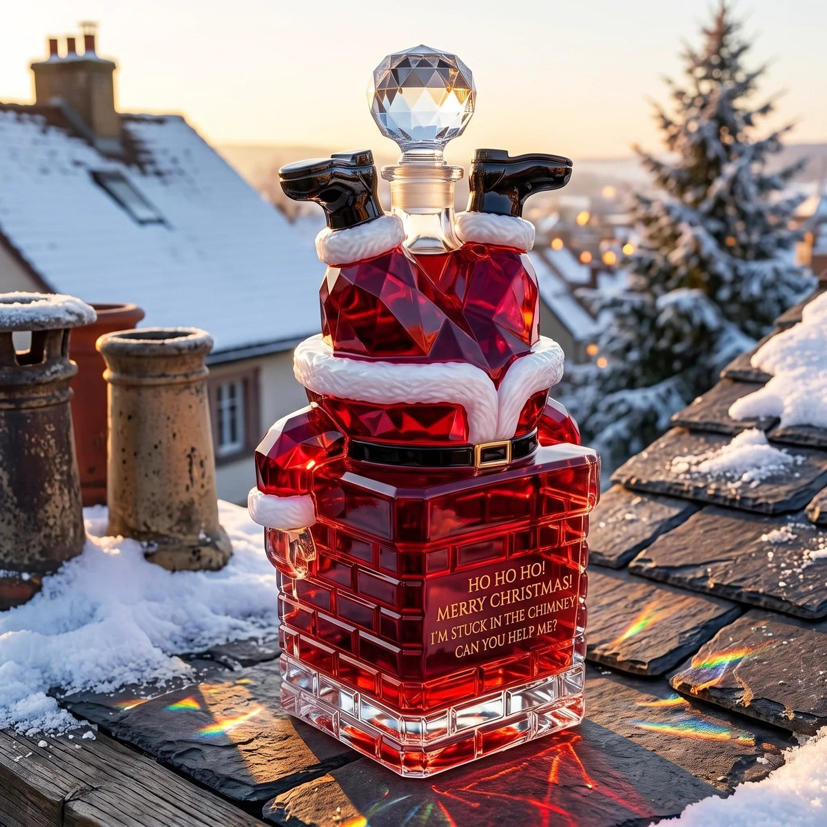 ✨ ✨ Pre-order: 49% Off – Santa Stuck in the Chimney Whiskey Bottle