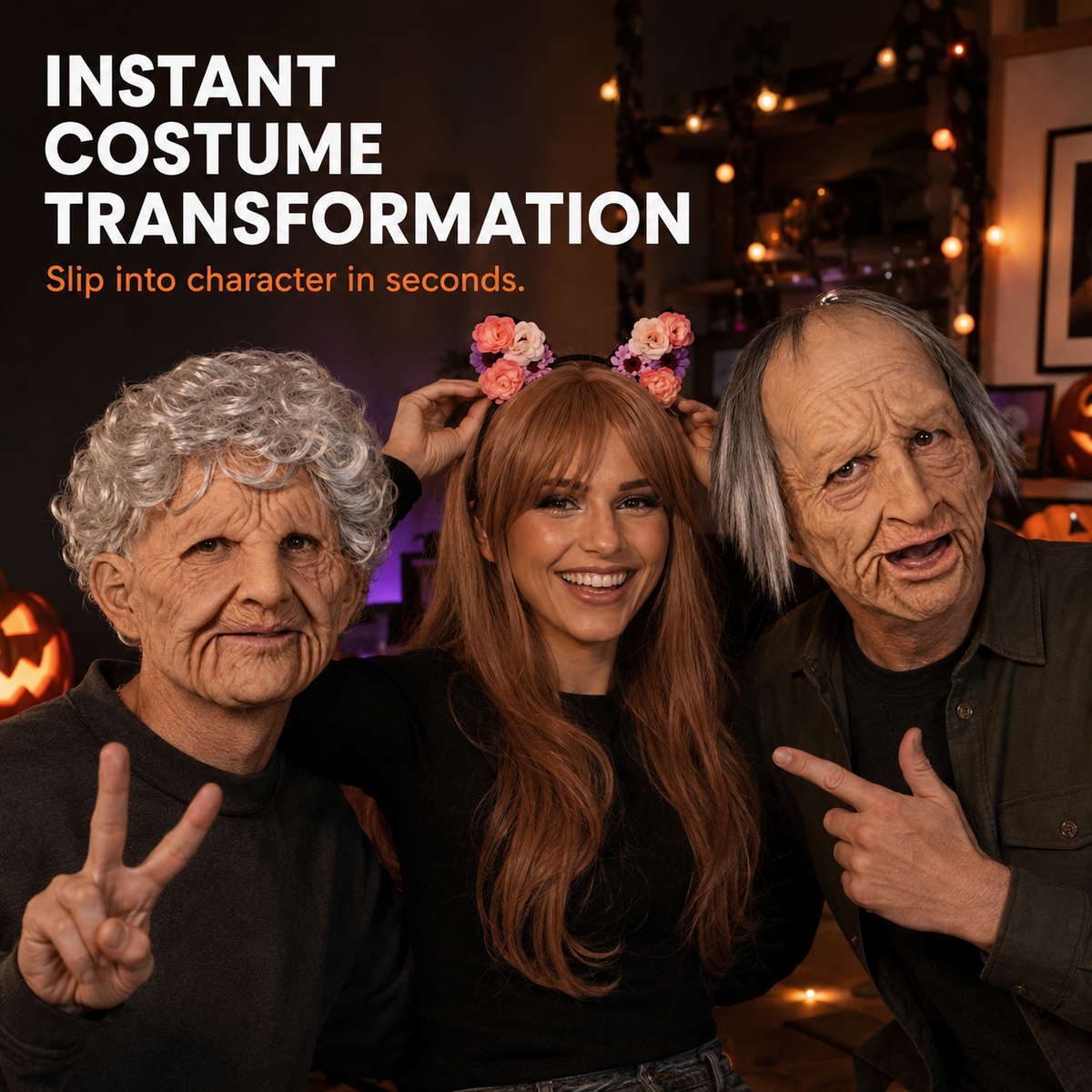 🔥2026 All New Style👻 Realistic Halloween Character Mask Headgear – Full Head & Neck Transformation