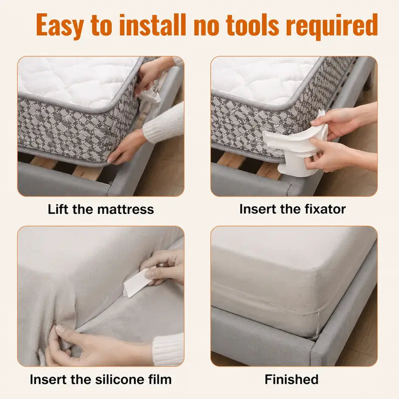 Four steps to install mattress corner holders