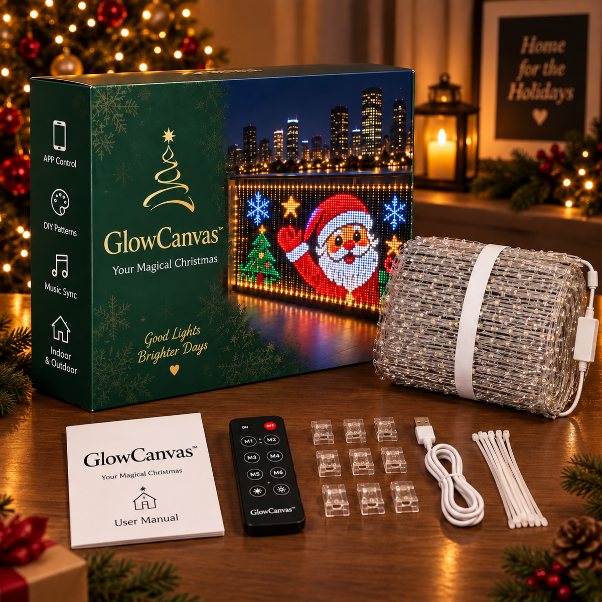 🎅💡GlowCanvas Smart Christmas Curtain Lights – App-Controlled DIY Animated LED Display
