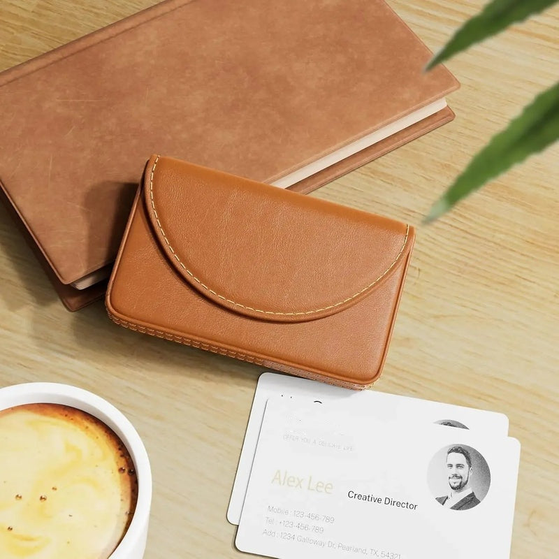 ✈️Last Day 50% OFF✨💼 PU Leather Business Card Holder – Slim Magnetic Name Card Case