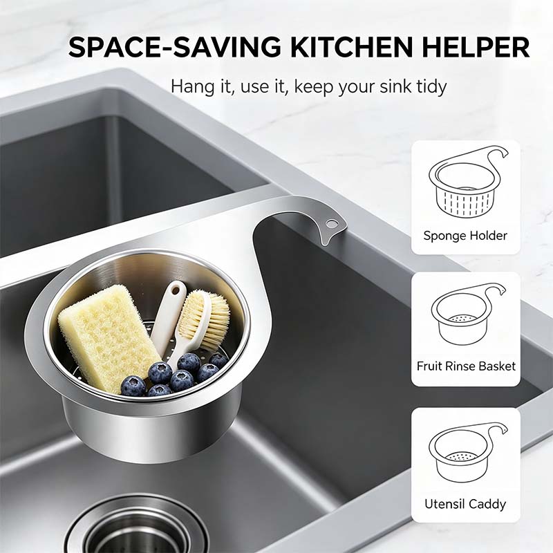 🔥Swan Kitchen Sink Drain Basket🦢Stainless Steel Food Waste Catcher