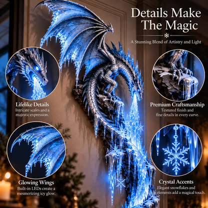 💙Frostbound Dragon—Illuminated 3D Wall Sculpture ❄️🐉