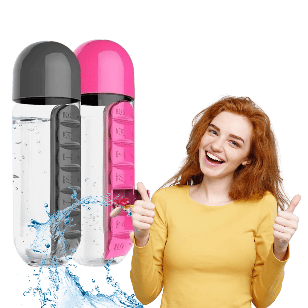 Plastic Water Bottle with Pill Box