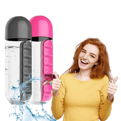 Plastic Water Bottle with Pill Box