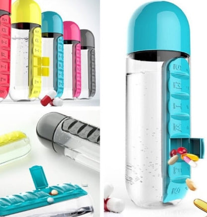 Plastic Water Bottle with Pill Box