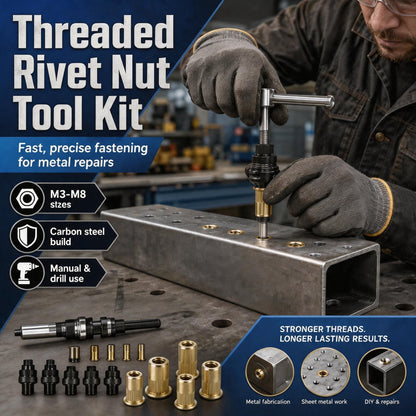 Carbon steel rivet nut set (including M3–M8 sizes)