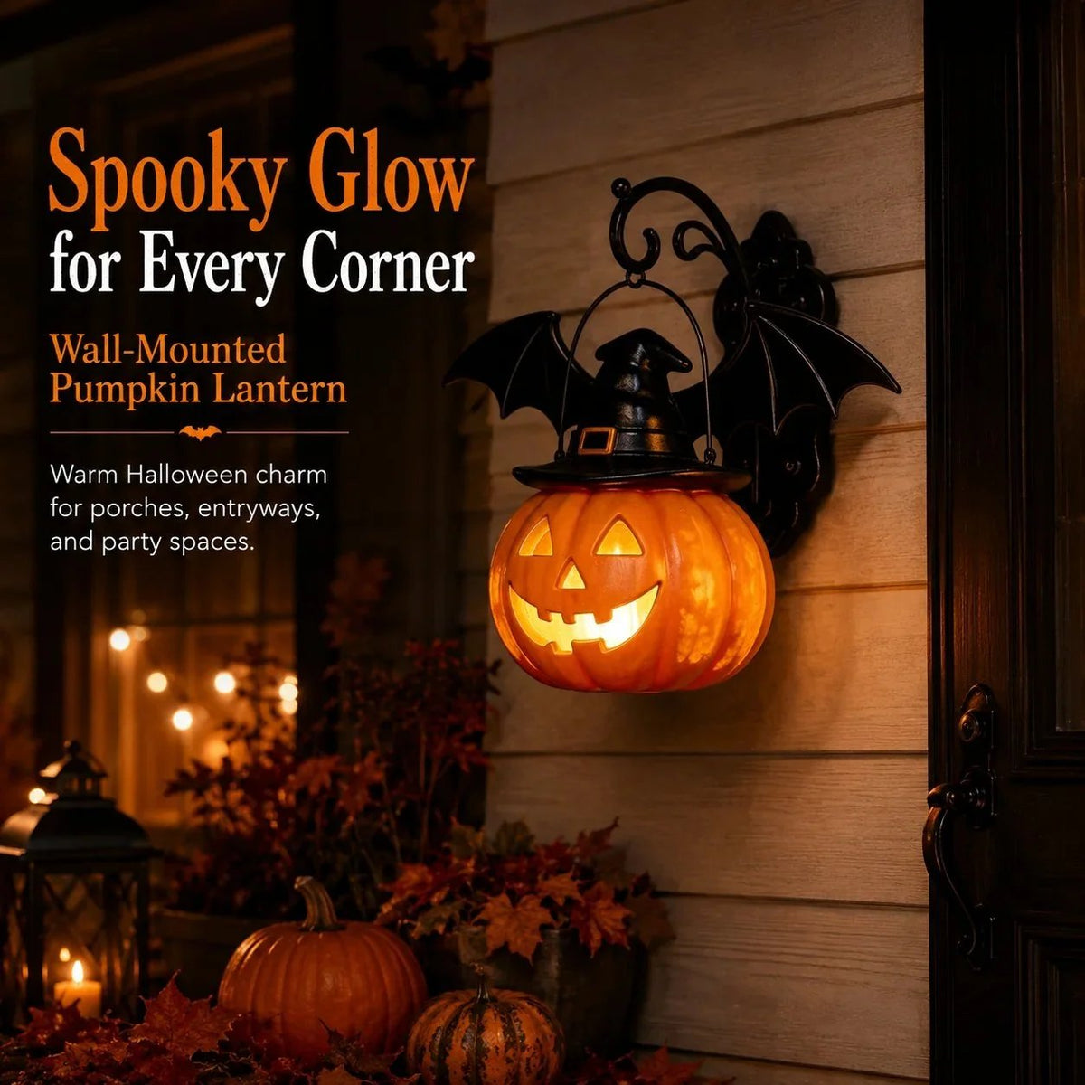 🔥50% OFF 🎃🦇 Bat Hat Pumpkin Wall Lamp – Halloween Decor