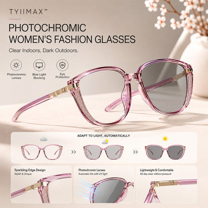 🏅Best Seller🕶️ Oversized Fashion Prescription Glasses – Trendy Photochromic Lenses with Blue Light Blocking ✨