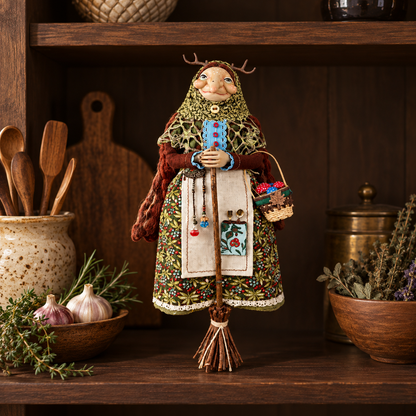🧙‍♀️✨ Handmade Kitchen Witch Doll – Whimsical Home & Kitchen Decor