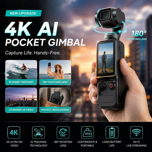2026 Newest Xtra Pro — 2.5K AI Pocket Camera with 180° Rotating Lens