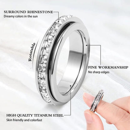 🎁Sparkling Spinning Ring, Relieves Anxiety, Symbolizes Vows & Luck, Waterproof & Fade-Resistant