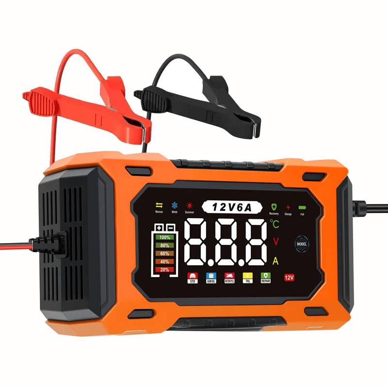 🔥⚡ 12V 6A Automatic Battery Maintainer & Pulse Repairer—For Cars, Motorcycles & SUVs, Auto Maintain & Desulfation