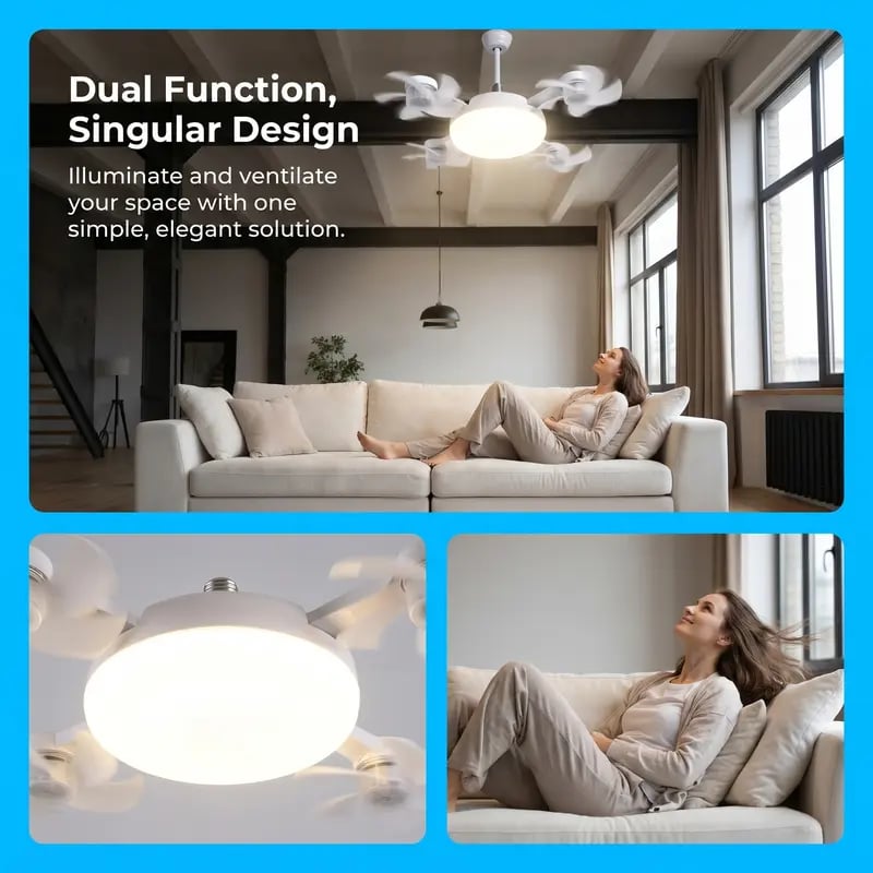 🌎Ends Today: 70% OFF!🔥❄️Stay Cool & Bright💡 2-in-1 Ceiling Fan Light 🏠Perfect for Bedrooms, Kitchens & Garages